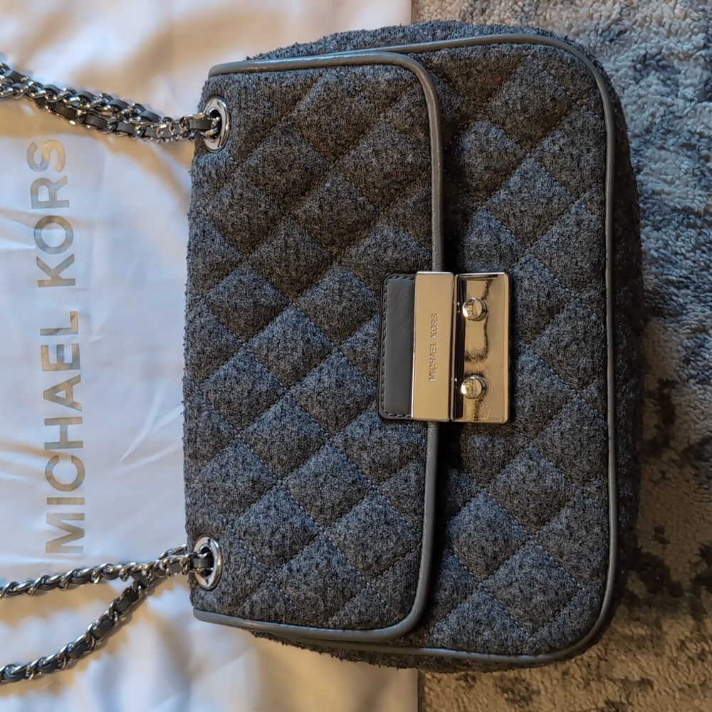 Michael Kors Sloan Quilted Wool Blend Shoulder Bag